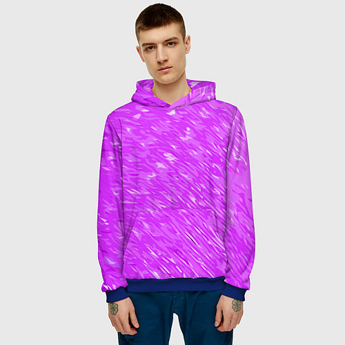 Мужская толстовка Фиолетово-белые мазки / 3D-Синий – фото 3