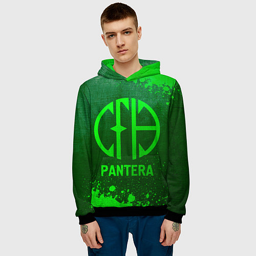 Мужская толстовка Pantera - green gradient / 3D-Черный – фото 3