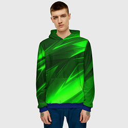 Толстовка-худи мужская Кислотные стрипсы неон, цвет: 3D-синий — фото 2