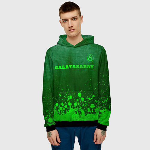 Мужская толстовка Galatasaray - green gradient посередине / 3D-Черный – фото 3