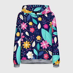 Толстовка-худи мужская Абстракция цветочный фон, цвет: 3D-меланж