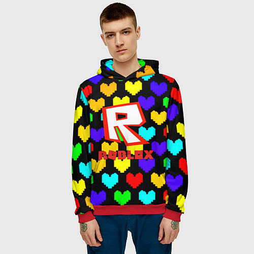 Мужская толстовка Роблокс сердца / 3D-Красный – фото 3