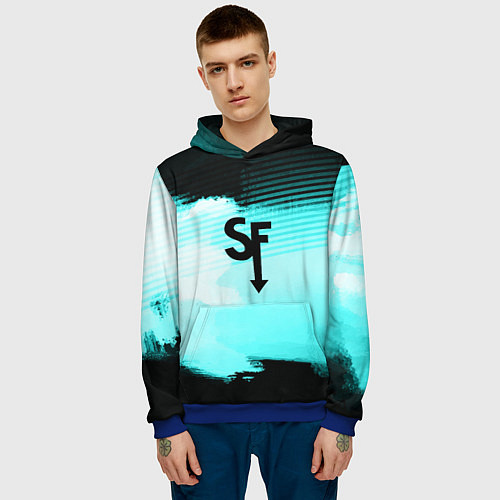 Мужская толстовка Sally face geometry / 3D-Синий – фото 3