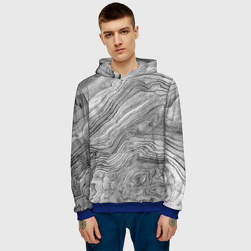 Мужская толстовка Текстура дерева - абстракция / 3D-Синий – фото 3