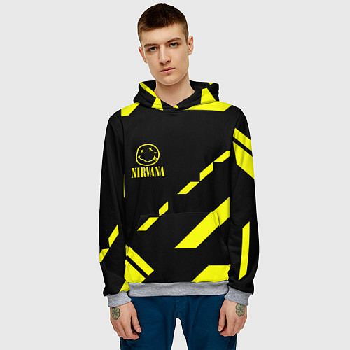 Мужская толстовка Nirvana geometry yellow / 3D-Меланж – фото 3