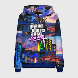 Толстовка-худи мужская GTA vice city коллаж, цвет: 3D-синий