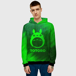 Толстовка-худи мужская Totoro - green gradient, цвет: 3D-черный — фото 2