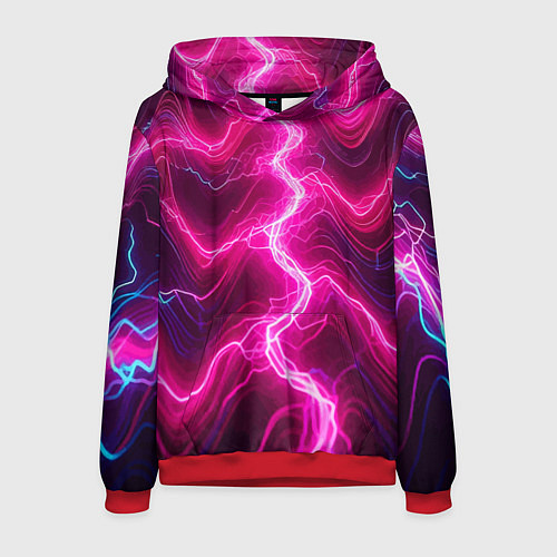 Мужская толстовка Pink lightnings - ai art fantasy / 3D-Красный – фото 1