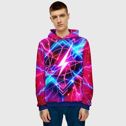Мужская толстовка Lightning - neon fantasy / 3D-Синий – фото 3