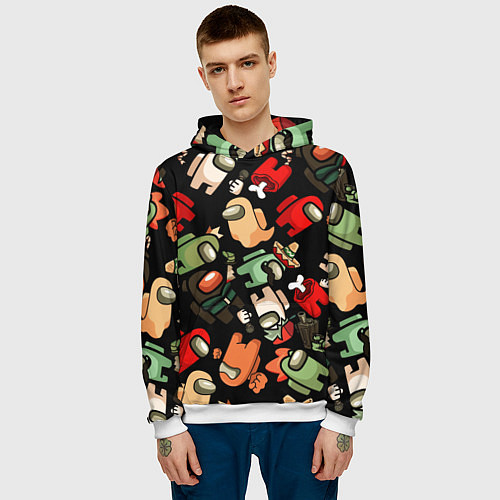 Мужская толстовка Персонажи Among us / 3D-Белый – фото 3