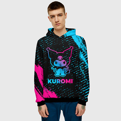 Мужская толстовка Kuromi - neon gradient / 3D-Черный – фото 3