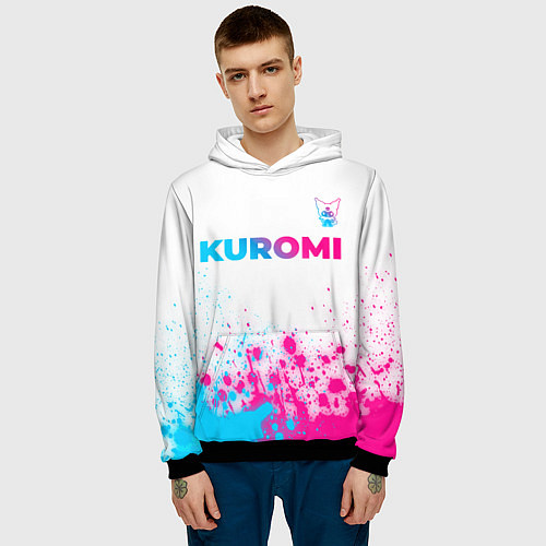 Мужская толстовка Kuromi neon gradient style посередине / 3D-Черный – фото 3