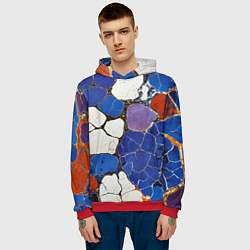 Толстовка-худи мужская Потрескавшаяся плитка, цвет: 3D-красный — фото 2