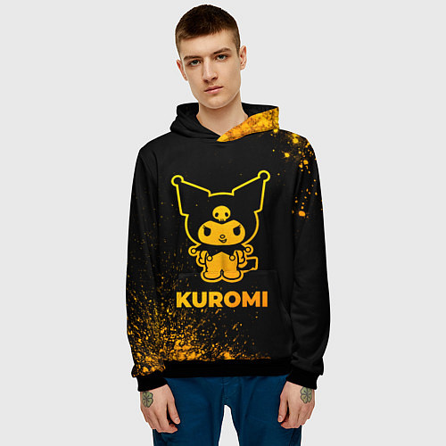 Мужская толстовка Kuromi - gold gradient / 3D-Черный – фото 3