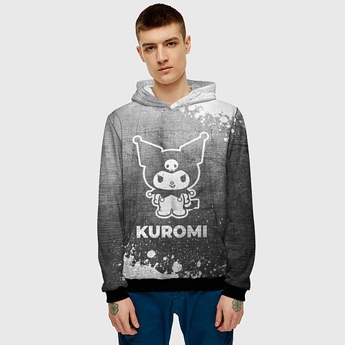 Мужская толстовка Kuromi - grey gradient / 3D-Черный – фото 3