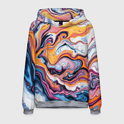 Толстовка-худи мужская Жидкие разноцветные краски, цвет: 3D-меланж