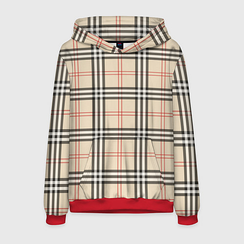 Мужская толстовка Стильная клетка - шотландка / 3D-Красный – фото 1