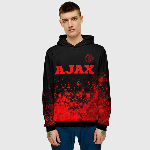 Мужская толстовка Ajax - red gradient посередине / 3D-Черный – фото 3