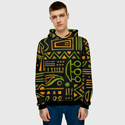 Толстовка-худи мужская Abstract ethnic theme, цвет: 3D-черный — фото 2