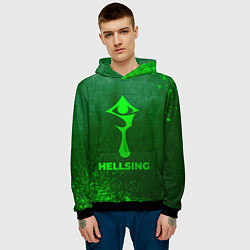 Толстовка-худи мужская Hellsing - green gradient, цвет: 3D-черный — фото 2