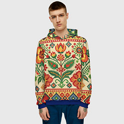 Толстовка-худи мужская Славянский узор и орнамент, цвет: 3D-синий — фото 2