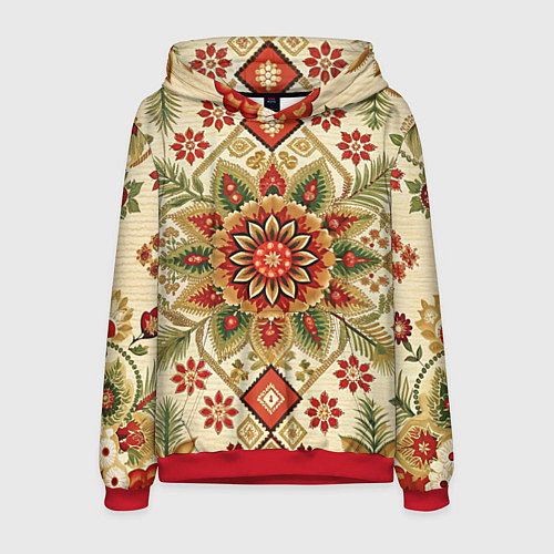 Мужская толстовка Стиль советского ковра узоры и орнамент / 3D-Красный – фото 1