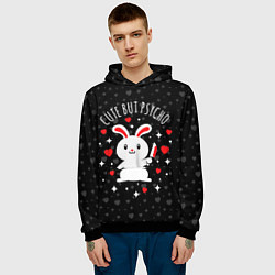 Толстовка-худи мужская Cute but psycho bunny, цвет: 3D-черный — фото 2