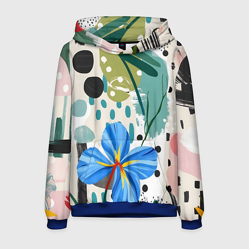 Мужская толстовка Цветы горошек абстракция / 3D-Синий – фото 1