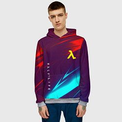 Толстовка-худи мужская Half life stripes neon, цвет: 3D-меланж — фото 2
