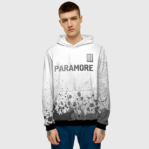 Мужская толстовка Paramore - white gradient посередине / 3D-Черный – фото 3