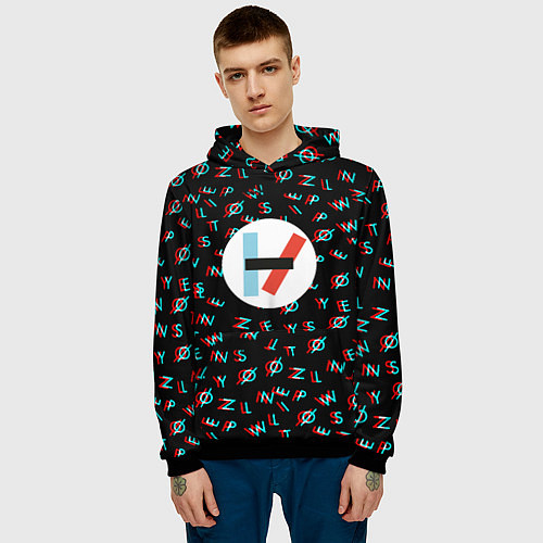 Мужская толстовка Twenty one pilots glitch / 3D-Черный – фото 3