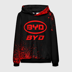 Толстовка-худи мужская BYD - red gradient, цвет: 3D-черный