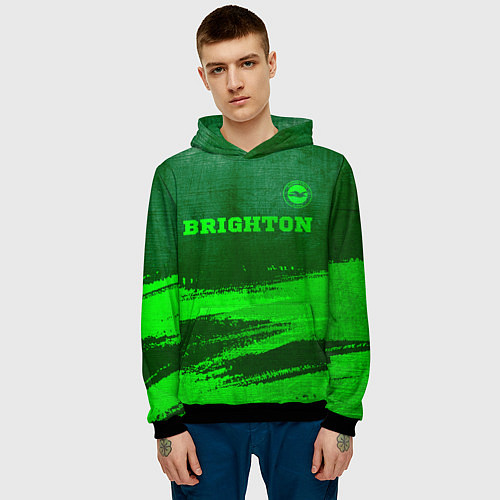 Мужская толстовка Brighton - green gradient посередине / 3D-Черный – фото 3