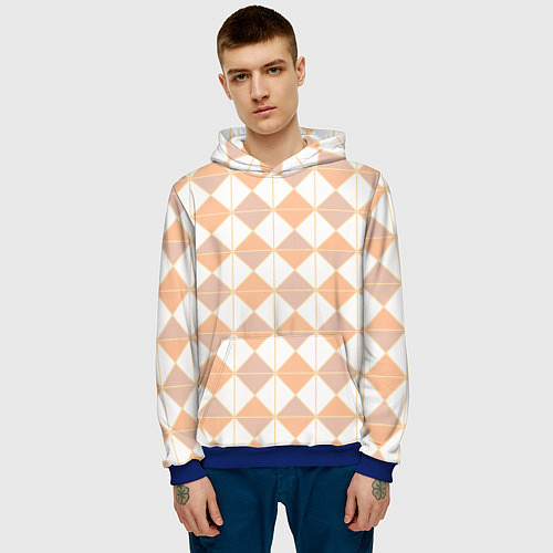 Мужская толстовка Персиковые ромбы / 3D-Синий – фото 3