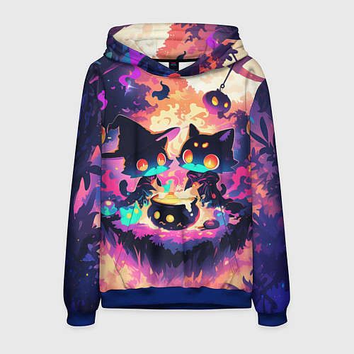 Мужская толстовка 2 котика ведьмы / 3D-Синий – фото 1