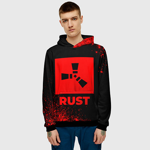 Мужская толстовка Rust - red gradient / 3D-Черный – фото 3