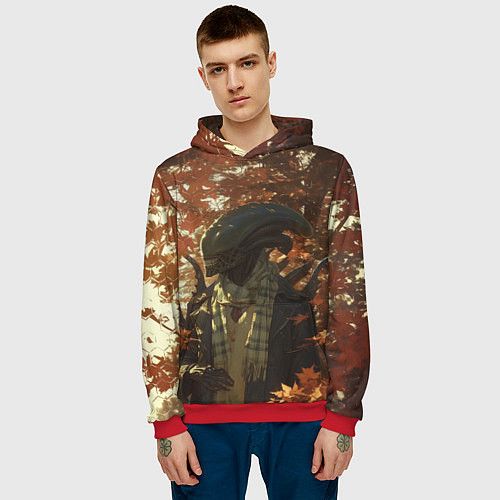 Мужская толстовка Осенний ксеноморф / 3D-Красный – фото 3
