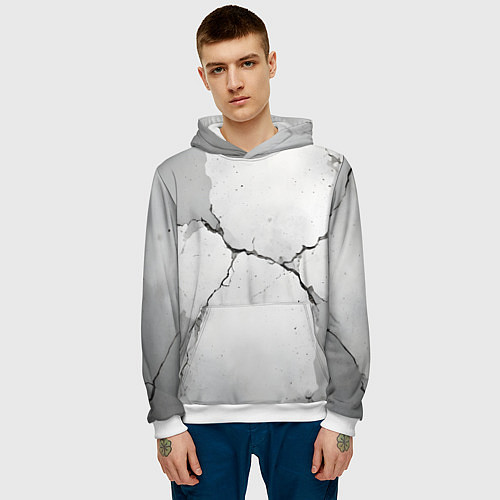 Мужская толстовка Растрескавшийся бетон / 3D-Белый – фото 3