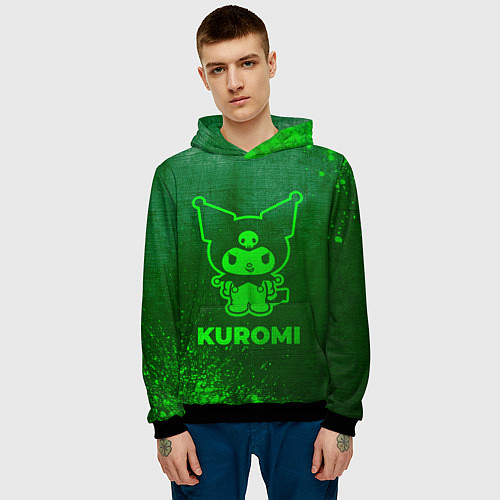 Мужская толстовка Kuromi - green gradient / 3D-Черный – фото 3