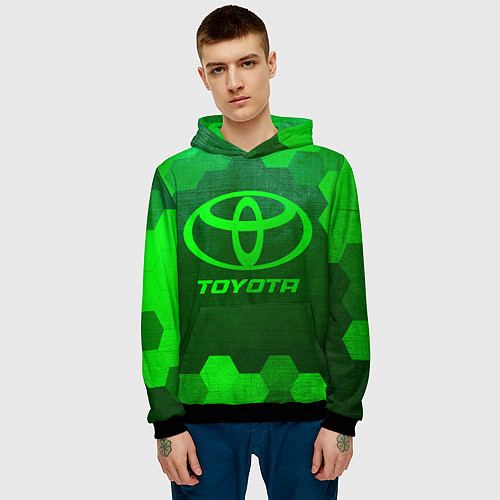 Мужская толстовка Toyota - green gradient / 3D-Черный – фото 3