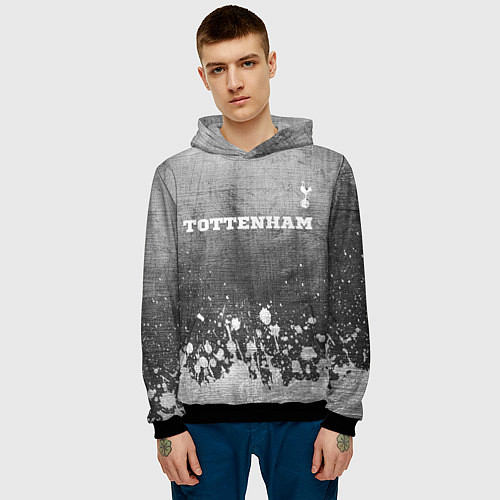 Мужская толстовка Tottenham - grey gradient посередине / 3D-Черный – фото 3