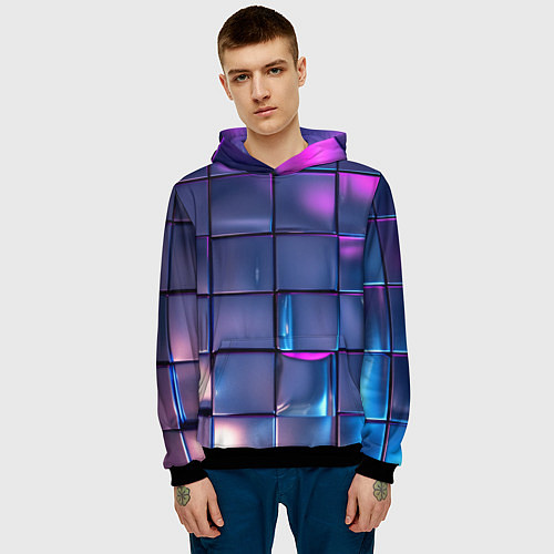 Мужская толстовка Неоновые кубики / 3D-Черный – фото 3