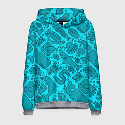 Толстовка-худи мужская Мультяшные морские обитатели, цвет: 3D-меланж