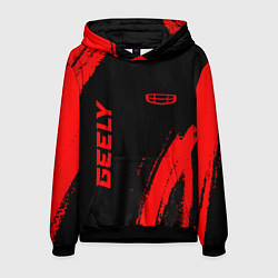 Толстовка-худи мужская Geely - red gradient вертикально, цвет: 3D-черный