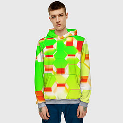 Толстовка-худи мужская Кислотные соты, цвет: 3D-меланж — фото 2