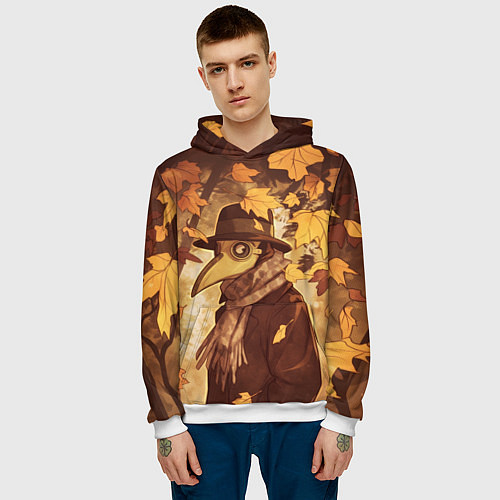 Мужская толстовка Чумной доктор в осеннем лесу / 3D-Белый – фото 3