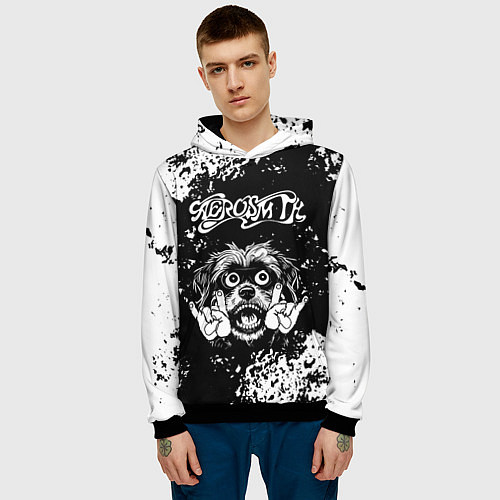 Мужская толстовка Aerosmith рок пес / 3D-Черный – фото 3