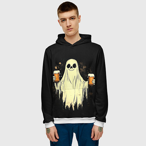 Мужская толстовка Приведение с пивом / 3D-Белый – фото 3