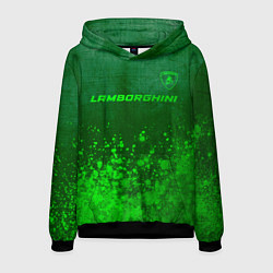 Толстовка-худи мужская Lamborghini - green gradient посередине, цвет: 3D-черный