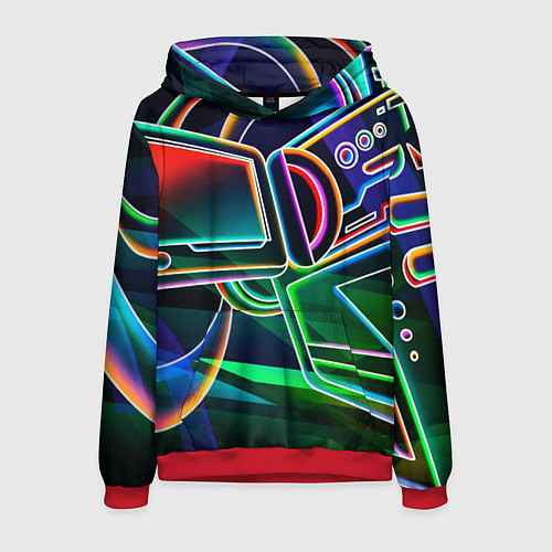 Мужская толстовка Неоновая психоделика геймер / 3D-Красный – фото 1